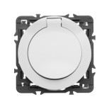 Розетка силовая Legrand Celiane 2K+3 IP44 с крышкой, со шторками, белая 067153+067841+080251