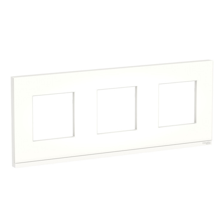 Рамка Schneider Electric Unica Pure на 3 поста, Г/У, матовое стекло/белый