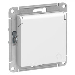 Розетка силовая Schneider Electric Atlas Design со шторками и крышкой, белая
