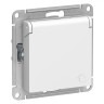 Розетка силовая Schneider Electric Atlas Design со шторками и крышкой, белая