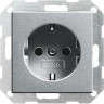 Розетка Gira System 55 Schuko с/з 16A 250V безвинтовой зажим алюминий 046626