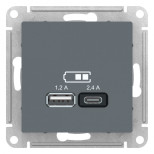 Зарядное устройство USB+Type C Schneider Electric Atlas Design грифель