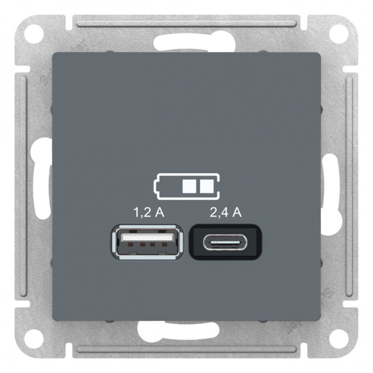 Зарядное устройство USB+Type C Schneider Electric Atlas Design грифель