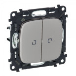 Выключатель двухклавишный Legrand Valena Allure с подсветкой, алюминий 752005+067684+755227
