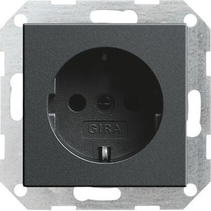 Розетка Gira System 55 Schuko с/з 16A 250V безвинтовой зажим антрацит 018828