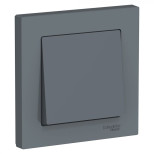 Выключатель одноклавишный Schneider Electric Atlas Design в сборе с рамкой, грифель