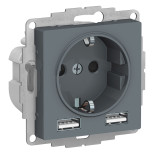 Розетка силовая+USB Schneider Electric Atlas Design грифель