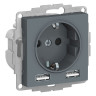 Розетка силовая+USB Schneider Electric Atlas Design грифель