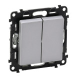 Переключатель двухклавишный Legrand Valena Life алюминий 752608