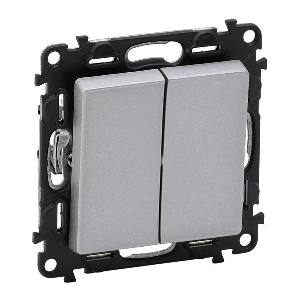 Переключатель двухклавишный Legrand Valena Life алюминий 752608