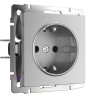 Розетка Werkel с заземлением и шторками серебряный WL06-SKGS-01-IP44 4690389053900