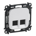 Розетка RJ-45 Legrand Valena Allure двойная, cat. 6, до 1000 Мб/с, жемчуг 753043+755429