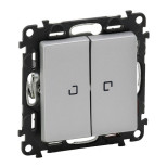 Переключатель двухклавишный Legrand Valena Life с подсветкой, алюминий 752609