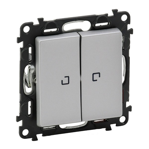 Переключатель двухклавишный Legrand Valena Life с подсветкой, алюминий 752609