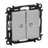 Переключатель двухклавишный Legrand Valena Life с подсветкой, алюминий 752609