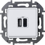 Зарядное устройство USB+A-C Legrand Inspiria белое, 673760