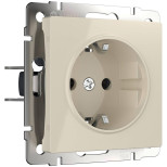 Розетка Werkel с заземлением и шторками слоновая кость WL03-SKGS-01-IP44-ivory 4690389047176