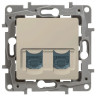 Розетка RJ-45 Legrand Etika двойная, cat. 6, слоновая кость 672354