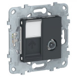 Розетка TV+RJ-45 Schneider Electric Unica New антрацит