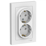 Розетка двойная Schneider Electric Atlas Design со шторками, в сборе, белая