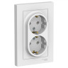 Розетка двойная Schneider Electric Atlas Design со шторками, в сборе, белая