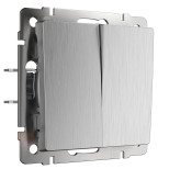 Выключатель Werkel двухклавишный проходной серебряный рифленый WL09-SW-2G-2W 4690389085154