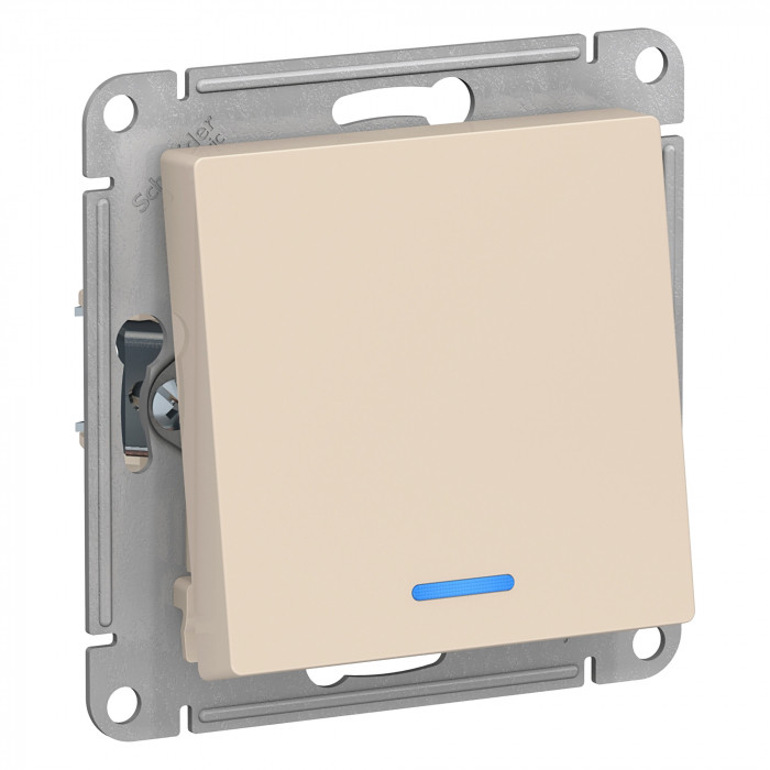 Выключатель одноклавишный Schneider Electric Atlas Design с подсветкой, бежевый