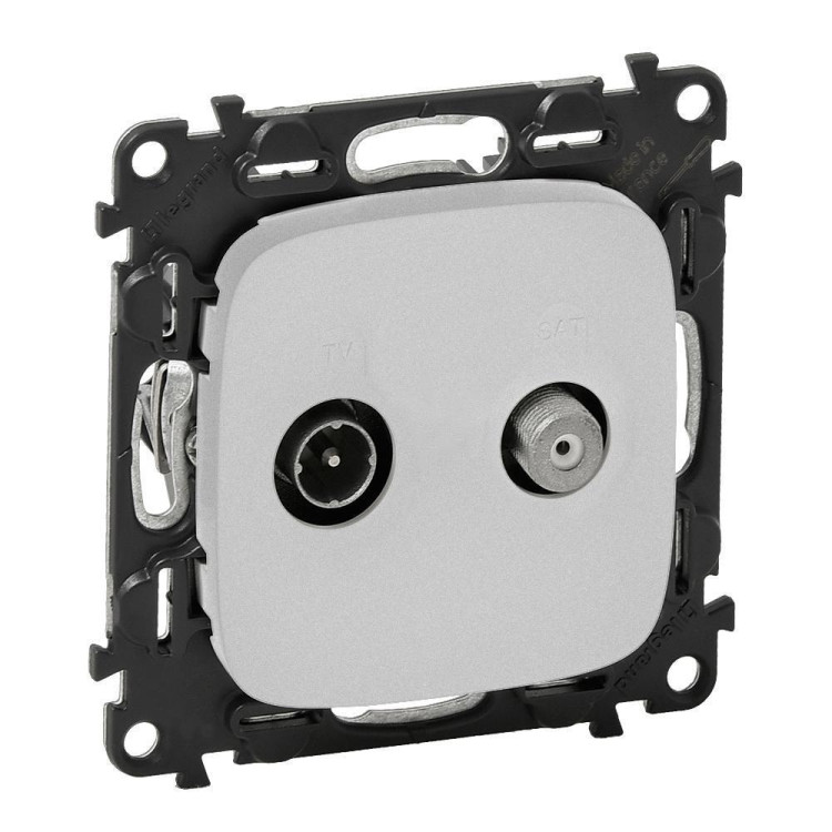 Розетка TV-SAT Legrand Valena Allure оконечная 10 дБ, алюминий 753059+754827