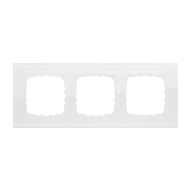 Рамка LK Studio 3-постовая, натуральное стекло (белый) LK80 844313-1