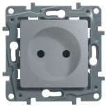 Розетка силовая Legrand Etika 2K со шторками, алюминий 672434