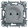 Розетка силовая Legrand Etika 2K со шторками, алюминий 672434