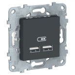 Зарядное устройство USB Schneider Electric Unica New антрацит