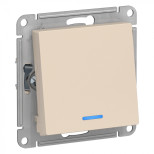 Переключатель одноклавишный Schneider Electric Atlas Design с подсветкой, бежевый