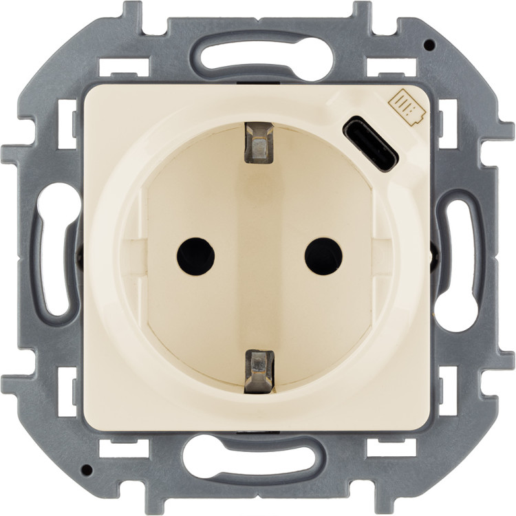 Розетка силовая Legrand Inspiria 2K+3+Type-C слоновая кость, 673771