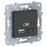 Зарядное устройство USB+Type C Schneider Electric Unica New антрацит