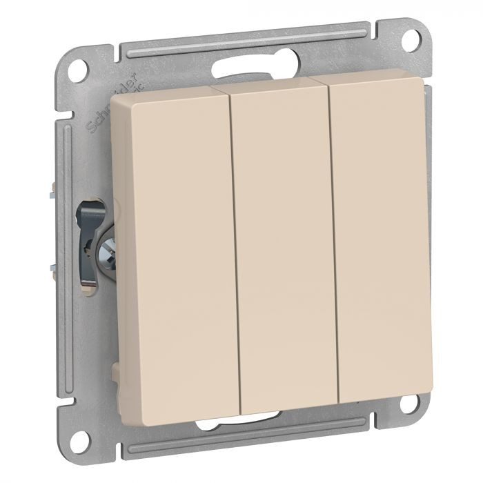 Выключатель трехклавишный Schneider Electric Atlas Design бежевый