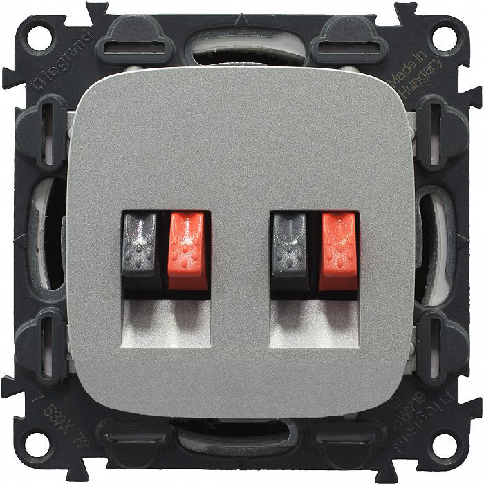 Розетка для колонок Legrand Valena Allure двойная, алюминий 753078+755377