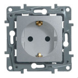 Розетка силовая Legrand Etika 2K+3 со шторками, на винтах, алюминий 672422