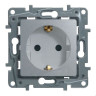 Розетка силовая Legrand Etika 2K+3 со шторками, на винтах, алюминий 672422
