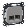 Розетка телефонная Legrand Valena Allure RJ-11, 2 выхода, алюминий 753039+755427