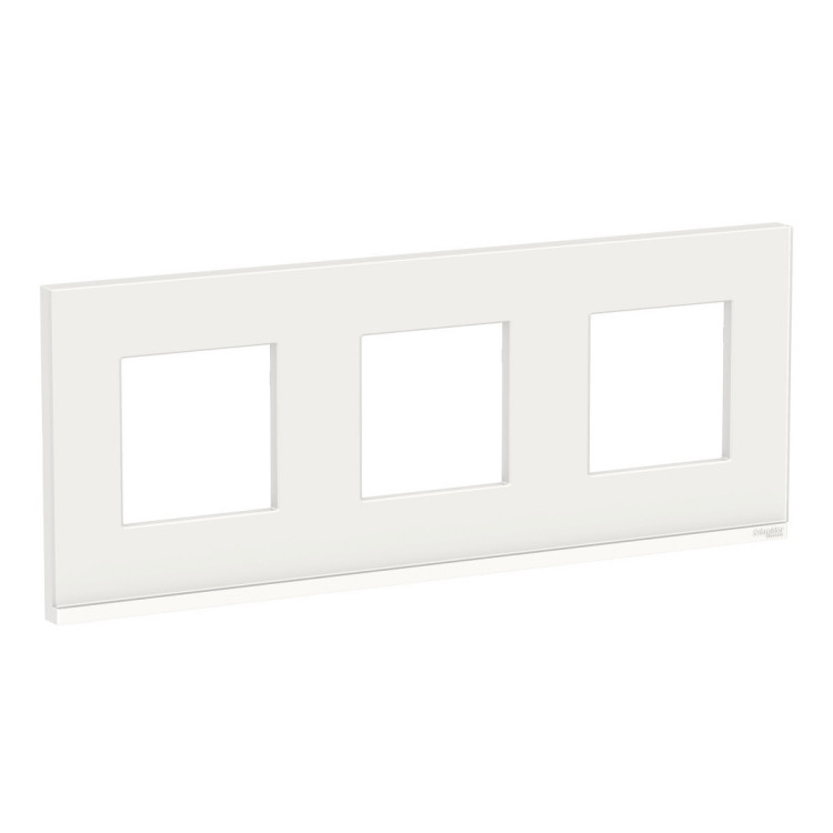 Рамка Schneider Electric Unica Pure на 3 поста, Г/У, белое стекло/белый