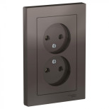 Розетка двойная Schneider Electric Atlas Design без заземления, в сборе, мокко