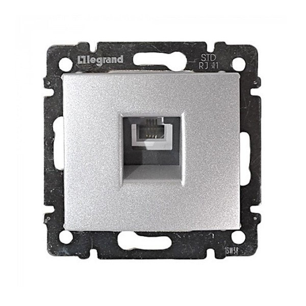 Розетка телефонная Legrand Valena Classic RJ-11, 4 контакта, 1 выход, алюминий 770138