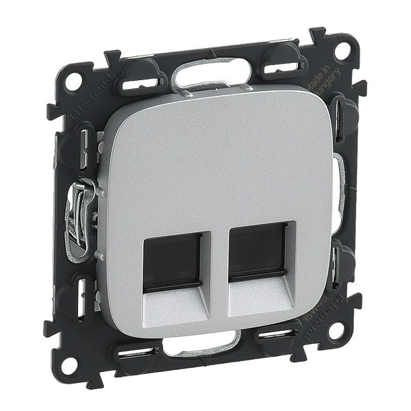Розетка RJ-45 Legrand Valena Allure двойная, cat. 6, до 1000 Мб/с, алюминий 753943