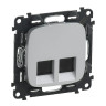 Розетка RJ-45 Legrand Valena Allure двойная, cat. 6, до 1000 Мб/с, алюминий 753943