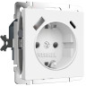 Розетка с заземлением, шторками и USB тип A+C (белый матовый) W1171761