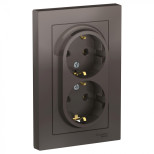 Розетка двойная Schneider Electric Atlas Design в сборе, мокко