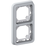 Рамка с суппортом Legrand Plexo IP55 на 2 поста, серая (вертикальный монтаж) 069685
