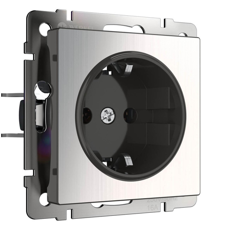 Розетка с заземлением Werkel глянцевый никель W1171002 4690389157950 Розетка с заземлением Werkel глянцевый никель W1171002 4690389157950