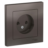 Розетка силовая Schneider Electric Atlas Design без заземления, в сборе, мокко